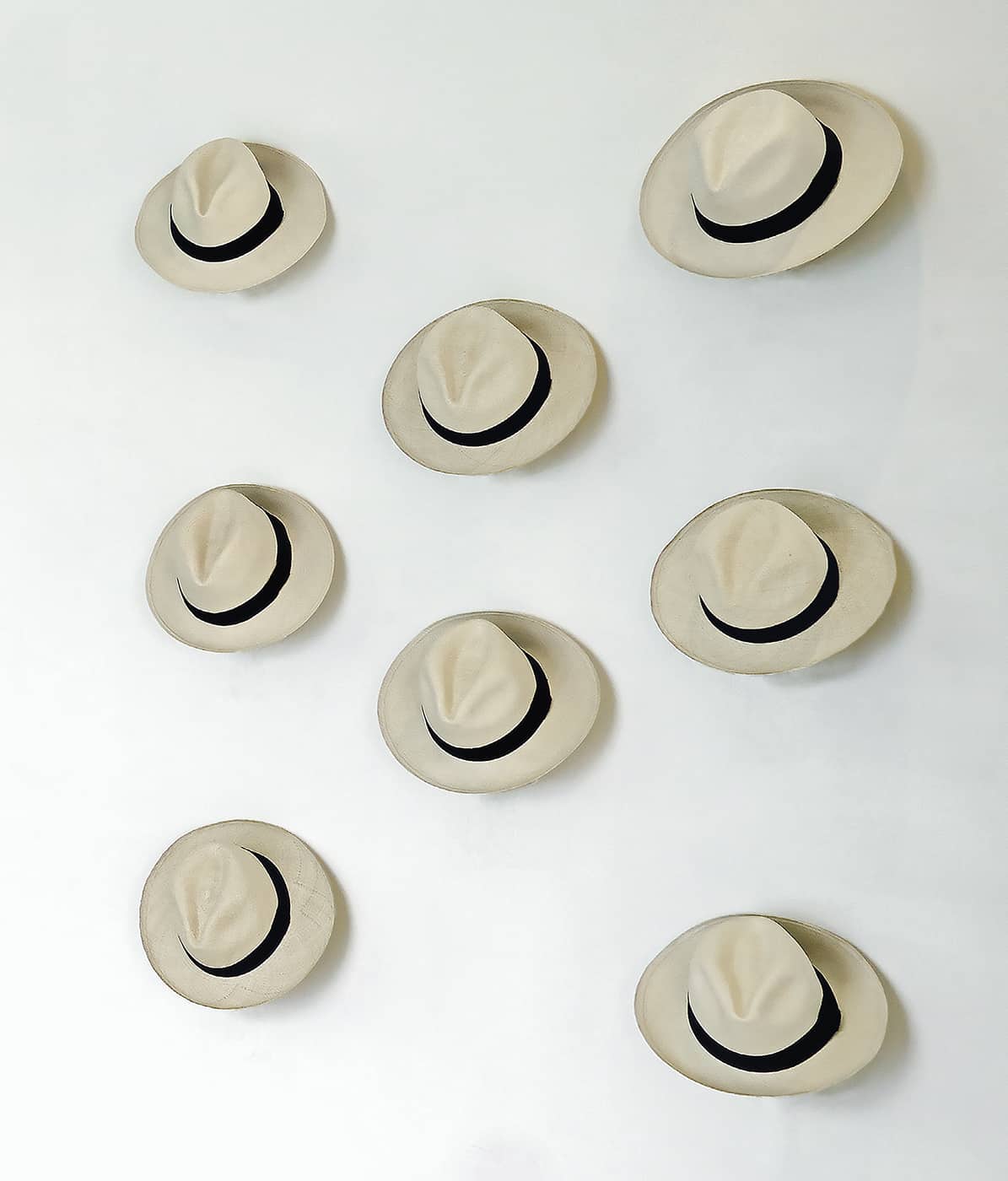 This collection of panama hats makes a simple but unusual display on an - photo 7