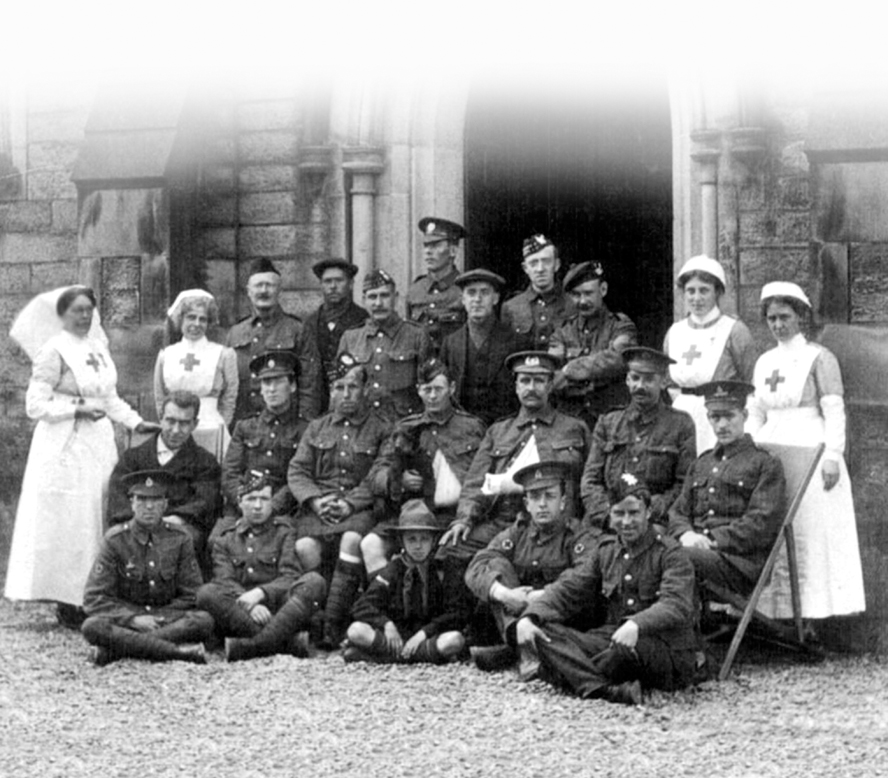 Members of the 34th Voluntary Aid Detachment Dumfries with patients outside - photo 1