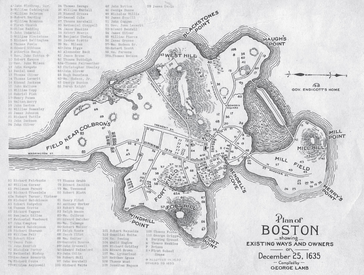 1635 Map of Boston showing existing ways and owners Wikimedia Commons IN - photo 7