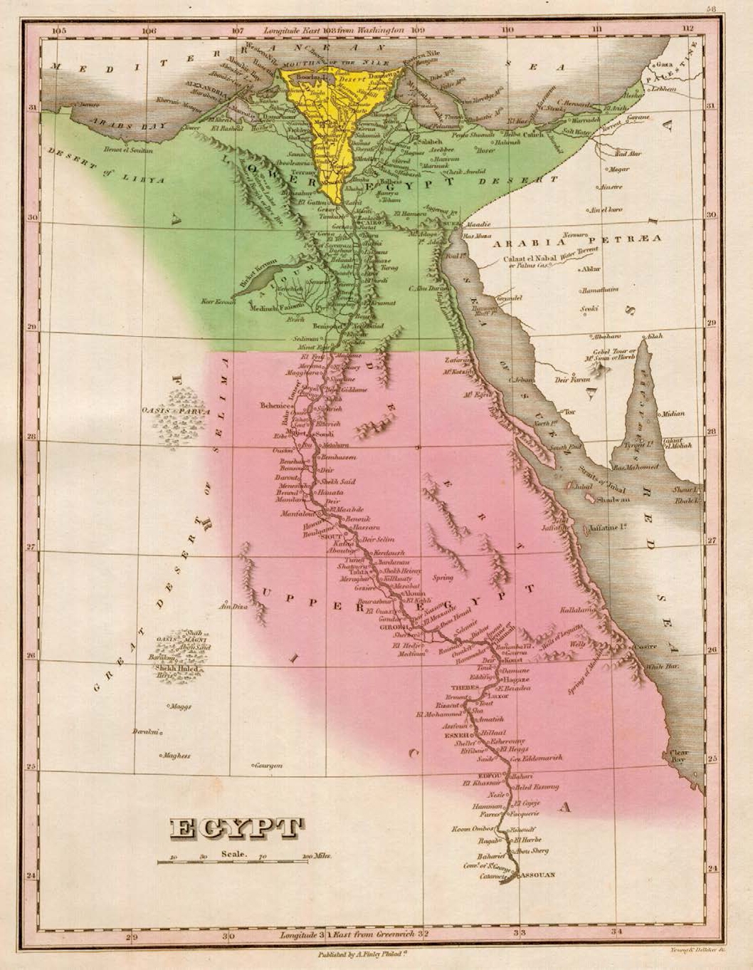 This 1826 map shows Upper Egypt in the south pink Lower Egypt in the north - photo 4