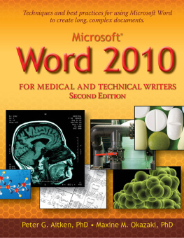 Peter Aitken Microsoft Word 2010 for Medical and Technical Writers