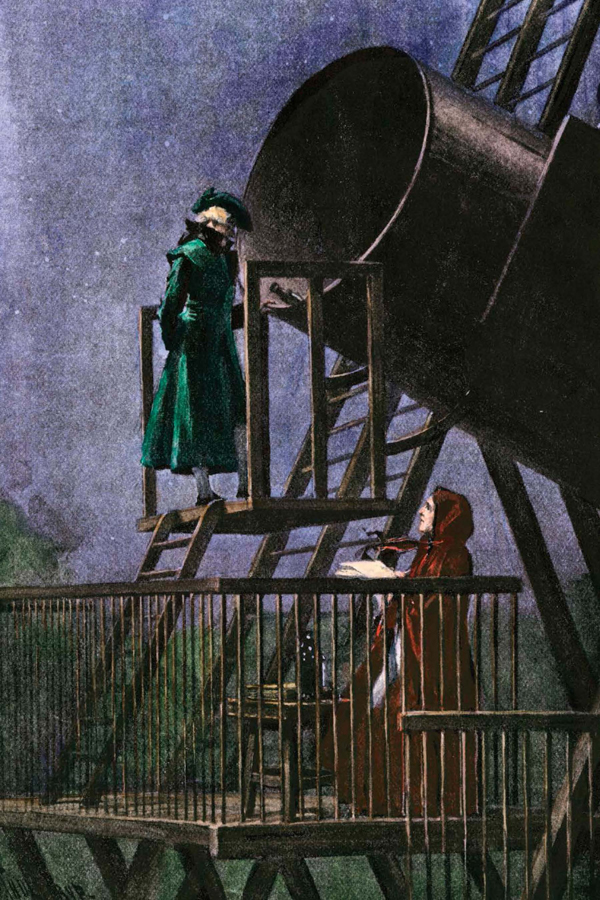 Caroline and William Herschel conducting astronomical observations with a large - photo 5