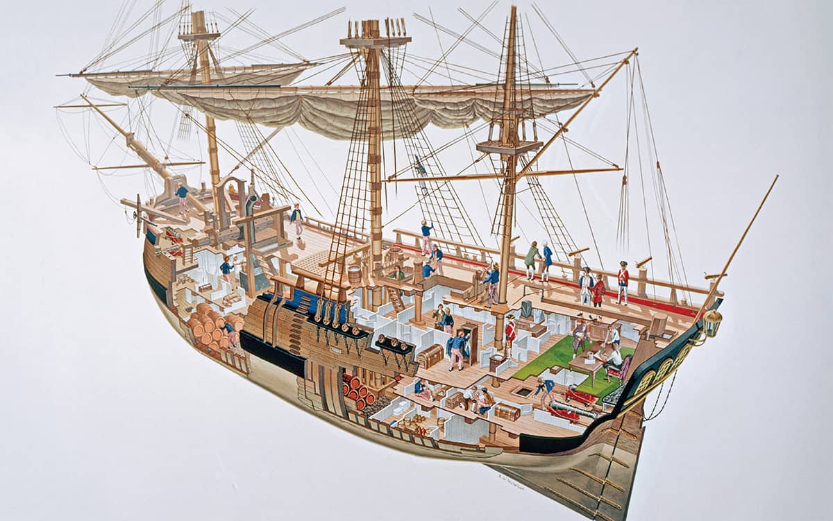 This cutaway painting of Cooks Endeavour was created by Robert Nicholson for - photo 1