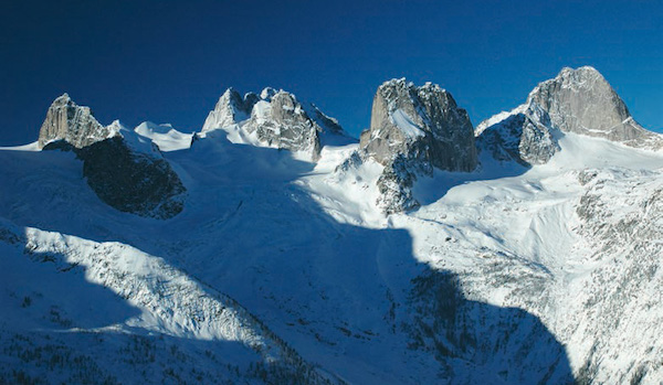 The Bugaboos in winter Left to right Marmolata Howser Spire behind Pigeon - photo 26