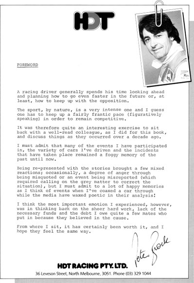 This is the foreword that Peter wrote for The Peter Brock Story when it was - photo 6