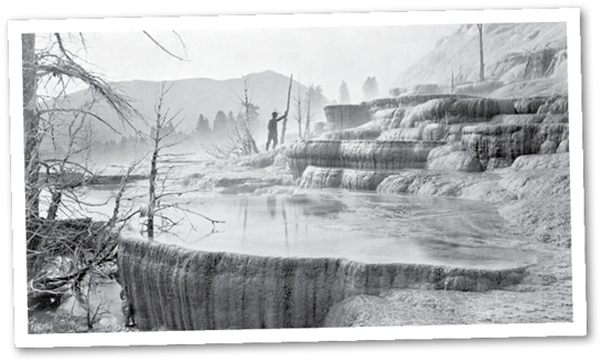 This 1872 photograph of the lower basin of Mammoth Hot Springs was among the - photo 5