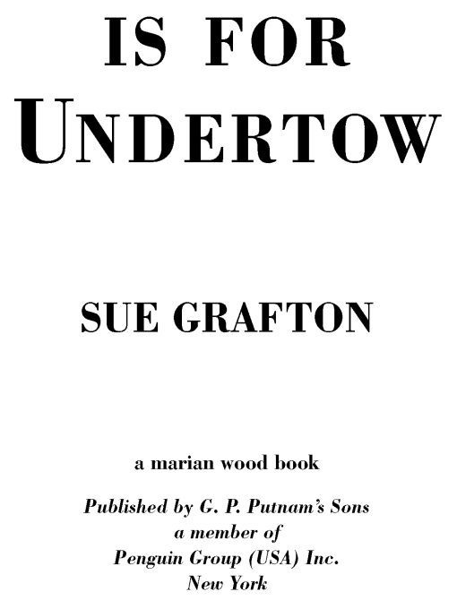 Sue Grafton U Is For Undertow Table of Contents Title Page Copyright Page - photo 1