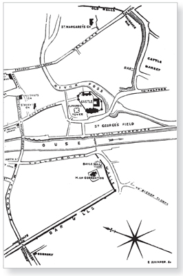 Map showing the location and layout of York Castle and other important - photo 4