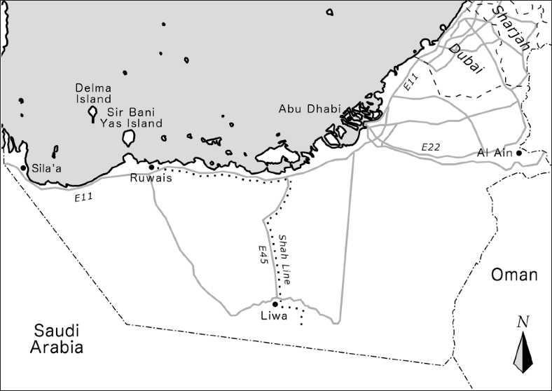 The emirate of Abu Dhabi including major settlements and roads - photo 4