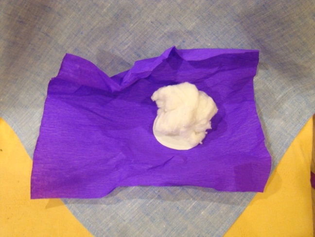 Put a carton circle and piece of cotton on a rectanglesheet of crepe paper Tie - photo 18