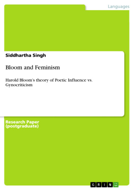 Siddhartha Singh Bloom and Feminism: Harold Blooms theory of Poetic Influence vs. Gynocriticism