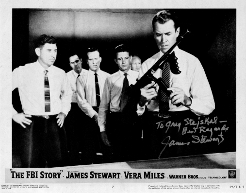 Lobby card from the 1959 movie The FBI Story Jimmy Stewart signed it for me - photo 4