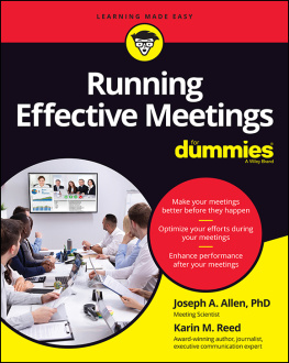 Joseph A. Allen Running Effective Meetings For Dummies