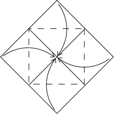 Fold all four corners to meet at the center Fold and unfold all four edges - photo 15