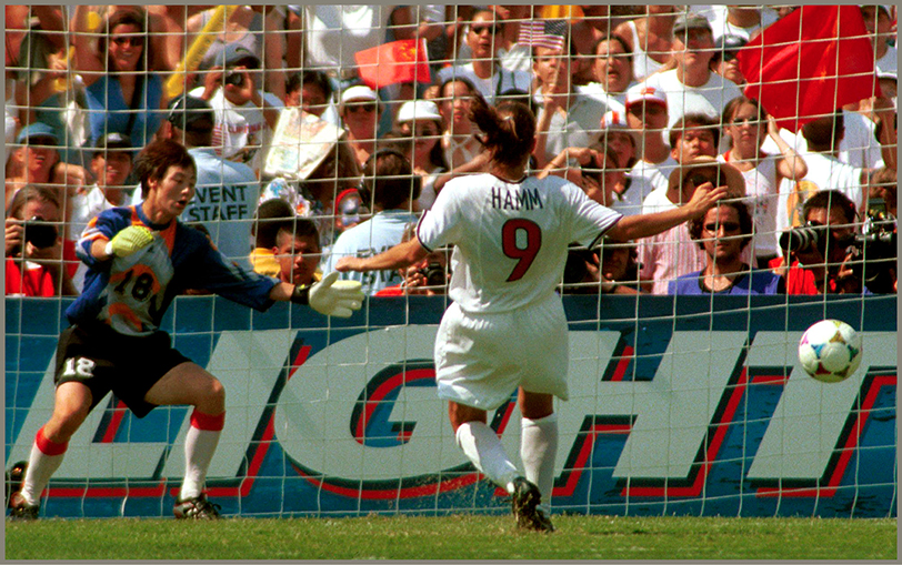 Superstar Mia Hamm scored a penalty kick beyond the reach of goalkeeper Gao - photo 7