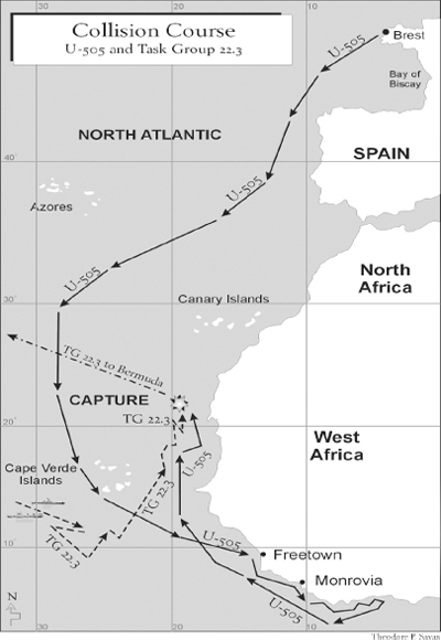 Maps and Photographs Map 1 Collision Course U-505 and TG 223 frontis Map 2 - photo 4