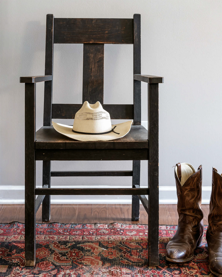 The straight simple lines of the Odd Fellows lodge chair salvaged from Upstate - photo 4