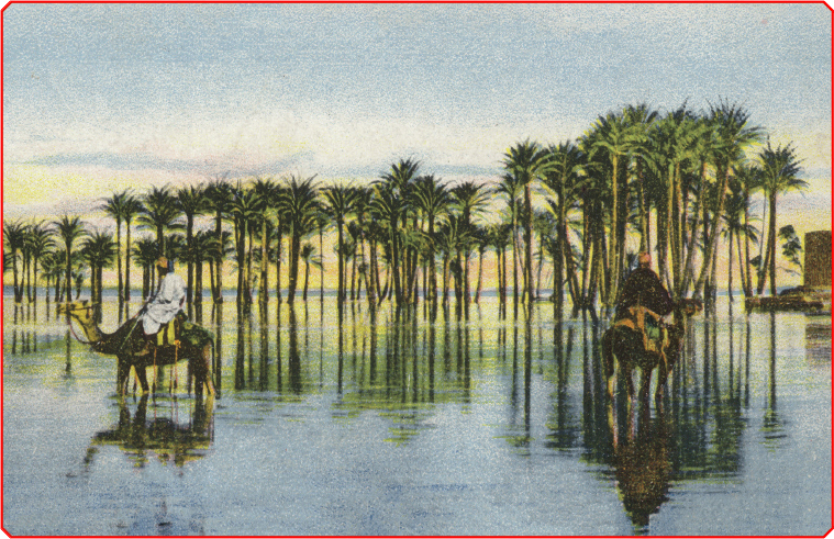 Men ride camels across the water-soaked land following the flooding of the - photo 7