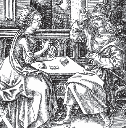 a couple playing a card game in the late 1400s Though the tarot originally - photo 8