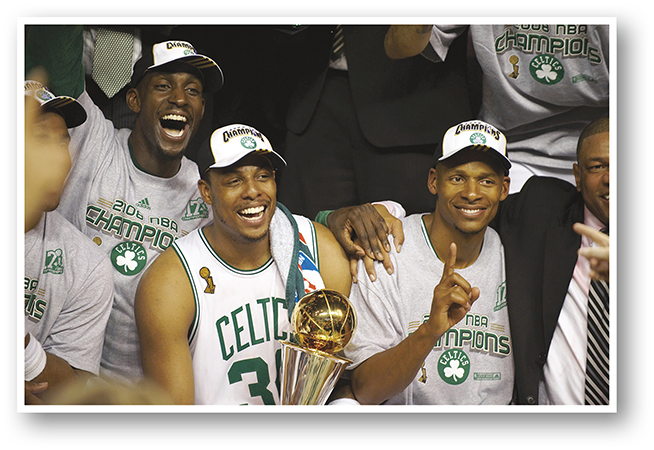 Boston Celtics from left Kevin Garnett Paul Pierce and Ray Allen celebrate - photo 15