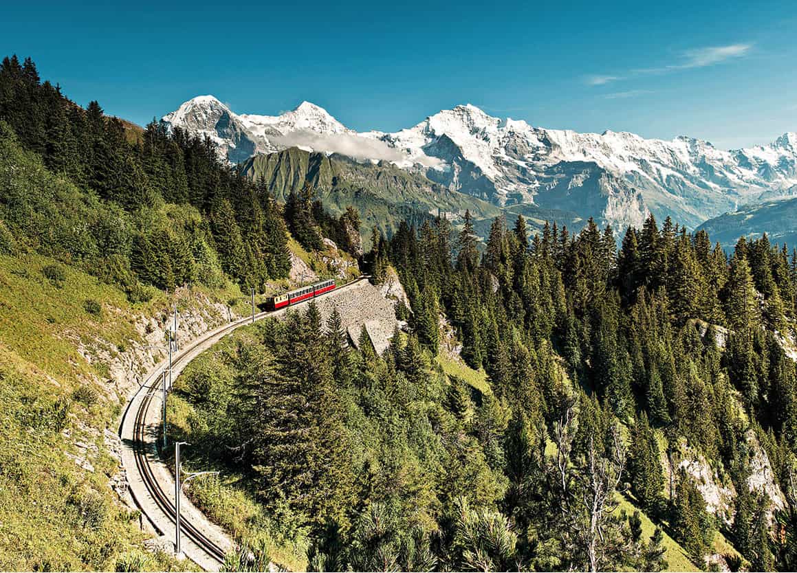 Cogwheel railway with Mount Schynige Platte in the background Bernese - photo 10