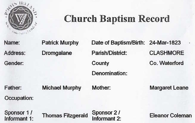 Patrick Murphys Irish birth andor baptismal record translated from Latin - photo 3