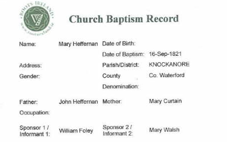 Mary Heffernans Irish baptismal record translated from Latin Many of the - photo 4