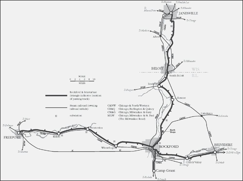 This map of the Rockford Interurban heavy line shows the system at its - photo 2