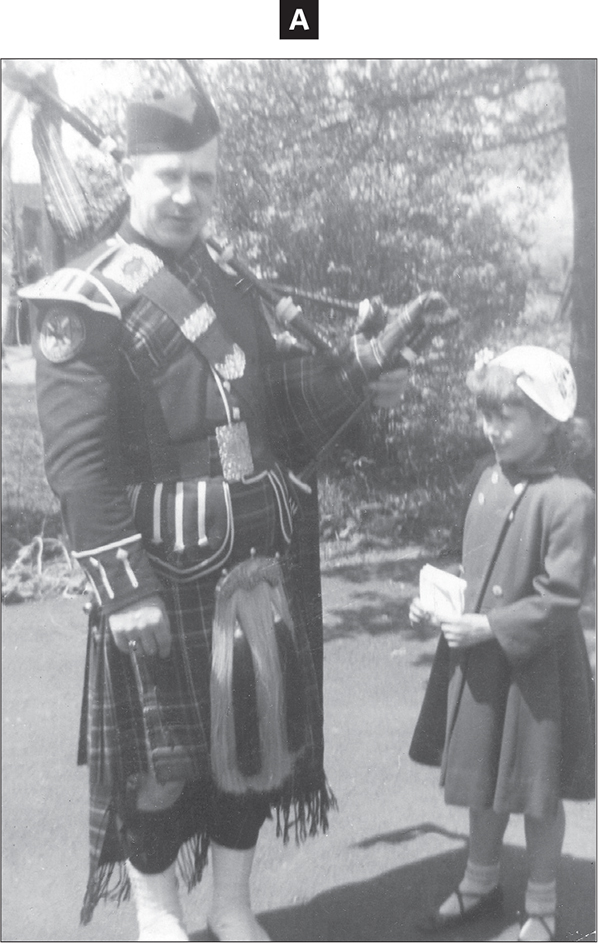 My grandfather William Keir Hood prepares to play the bagpipes at an event in - photo 9