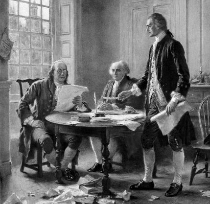 Benjamin Franklin John Adams and Thomas Jefferson working hard on writing the - photo 3