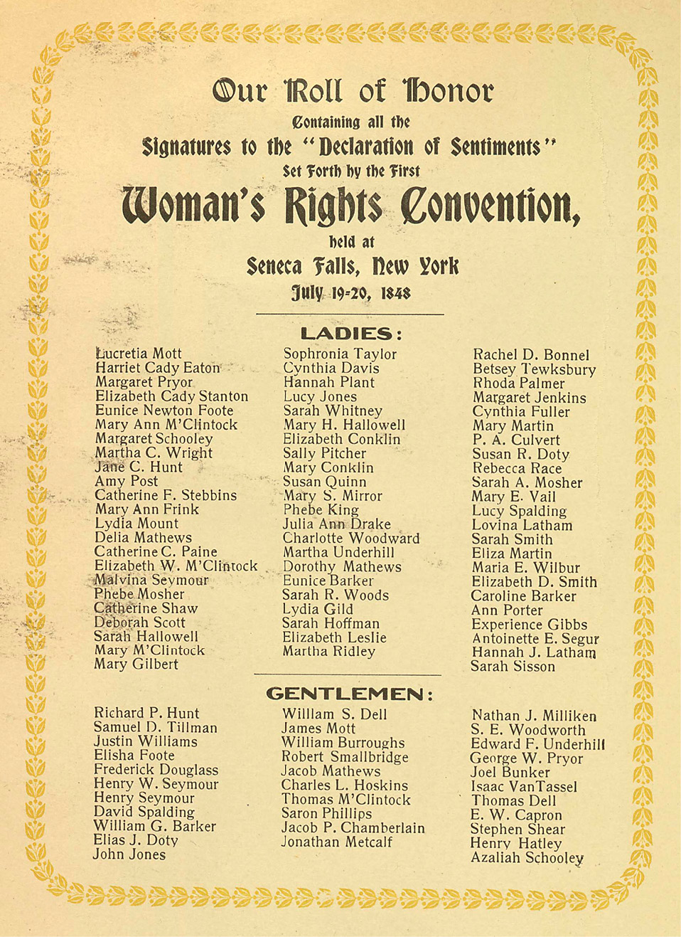 A roll of honor listed all those who signed the Declaration of Sentiments at - photo 5