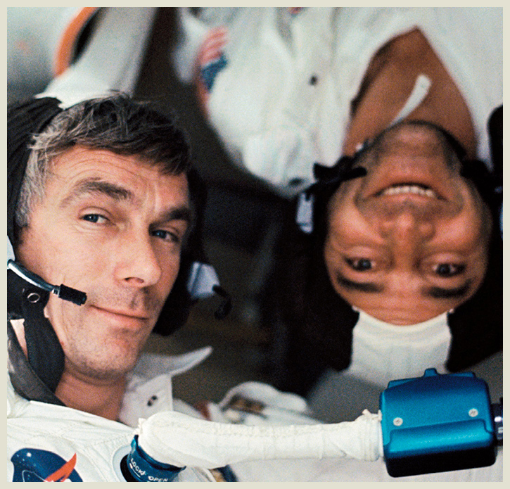 Eugene Cernan left and Ronald Evans under zero gravity conditions aboard - photo 3