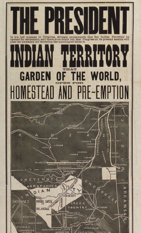 Posters advertising the fertile land in Indian Territory encouraged settlers to - photo 8