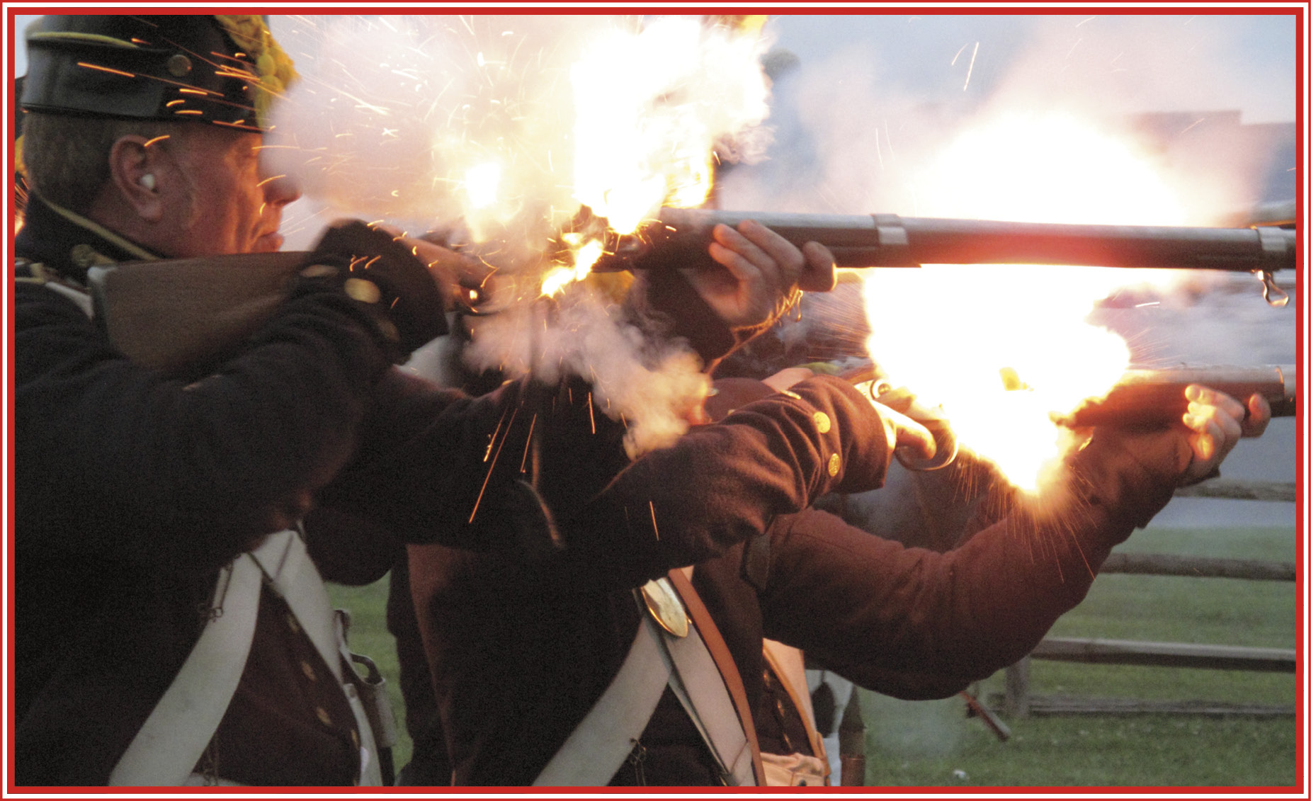 Soldiers stood in a line as they fired their muskets at enemy troops Muskets - photo 4