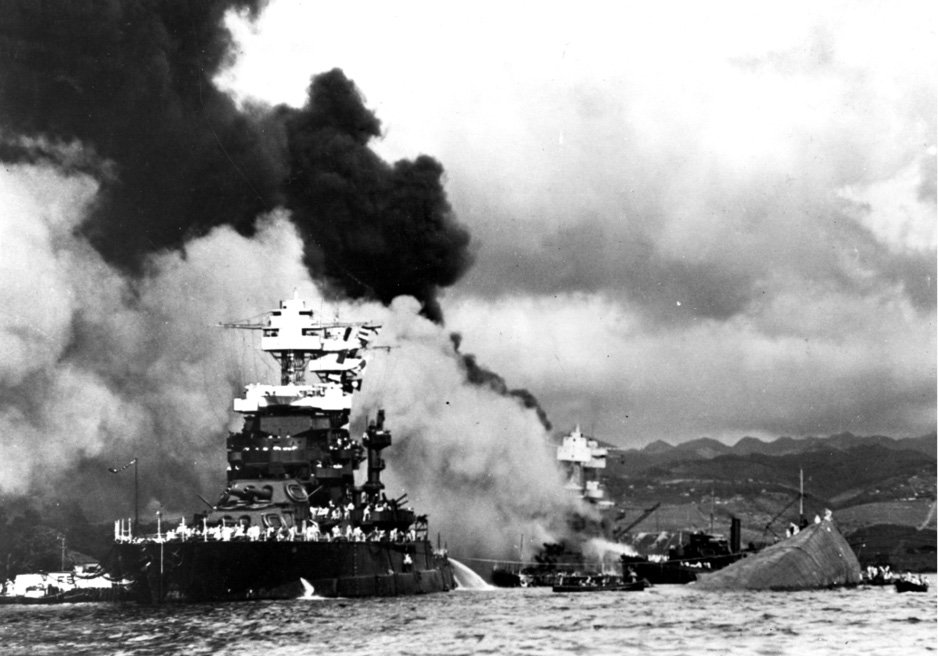 The USS Maryland left and the capsized USS Oklahoma Of the 105 crew members - photo 8