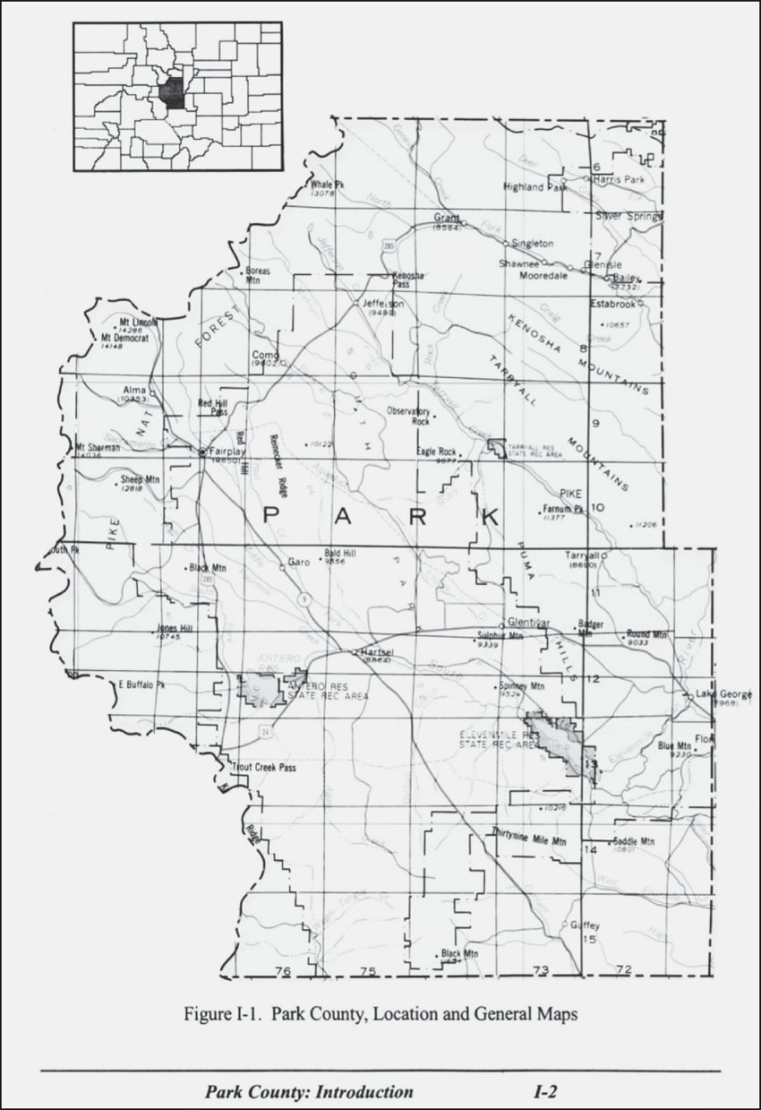 This basic map of Park County depicts major geographical areas land and water - photo 2