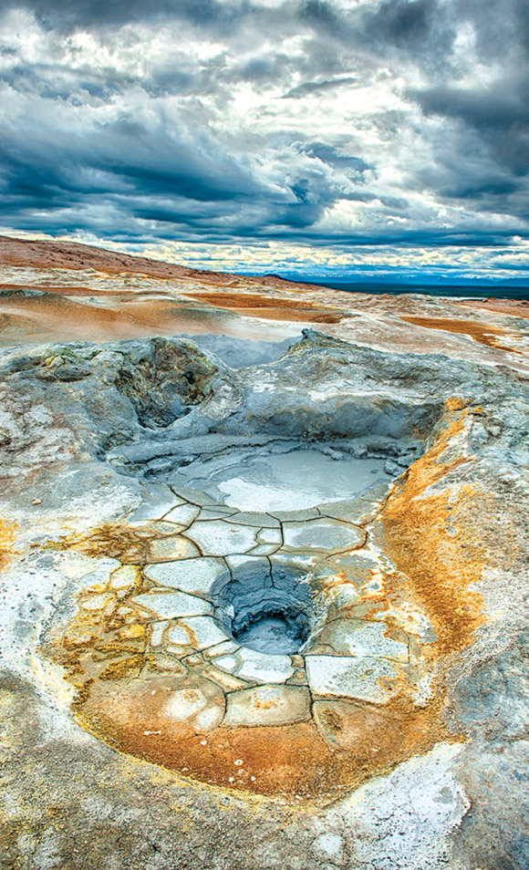 Boiling mudpot in a geothermal area around Hverir Colorful Northern - photo 16