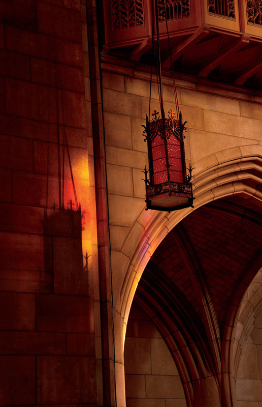 Fixtures inside the cathedral are illuminated by light filtered through stained - photo 3