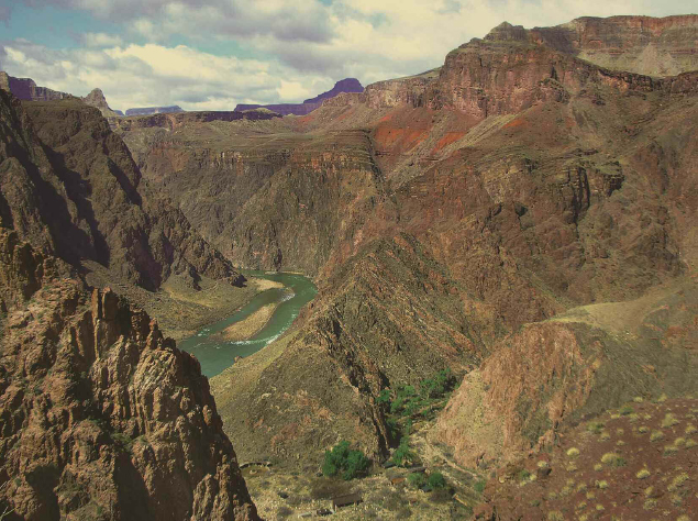 A view of the Inner Canyon looking down at the confluence of Bright Angel Creek - photo 9