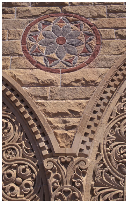 Carved details enliven the sandstone architecture at Stanford University - photo 2