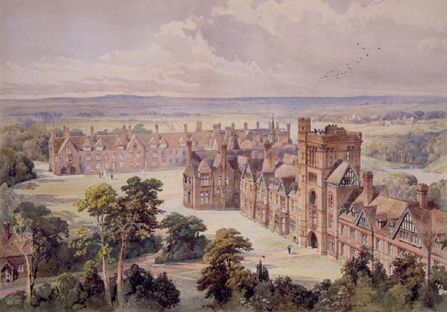 Watercolour of Girton College Cambridge by its architect Alfred - photo 16