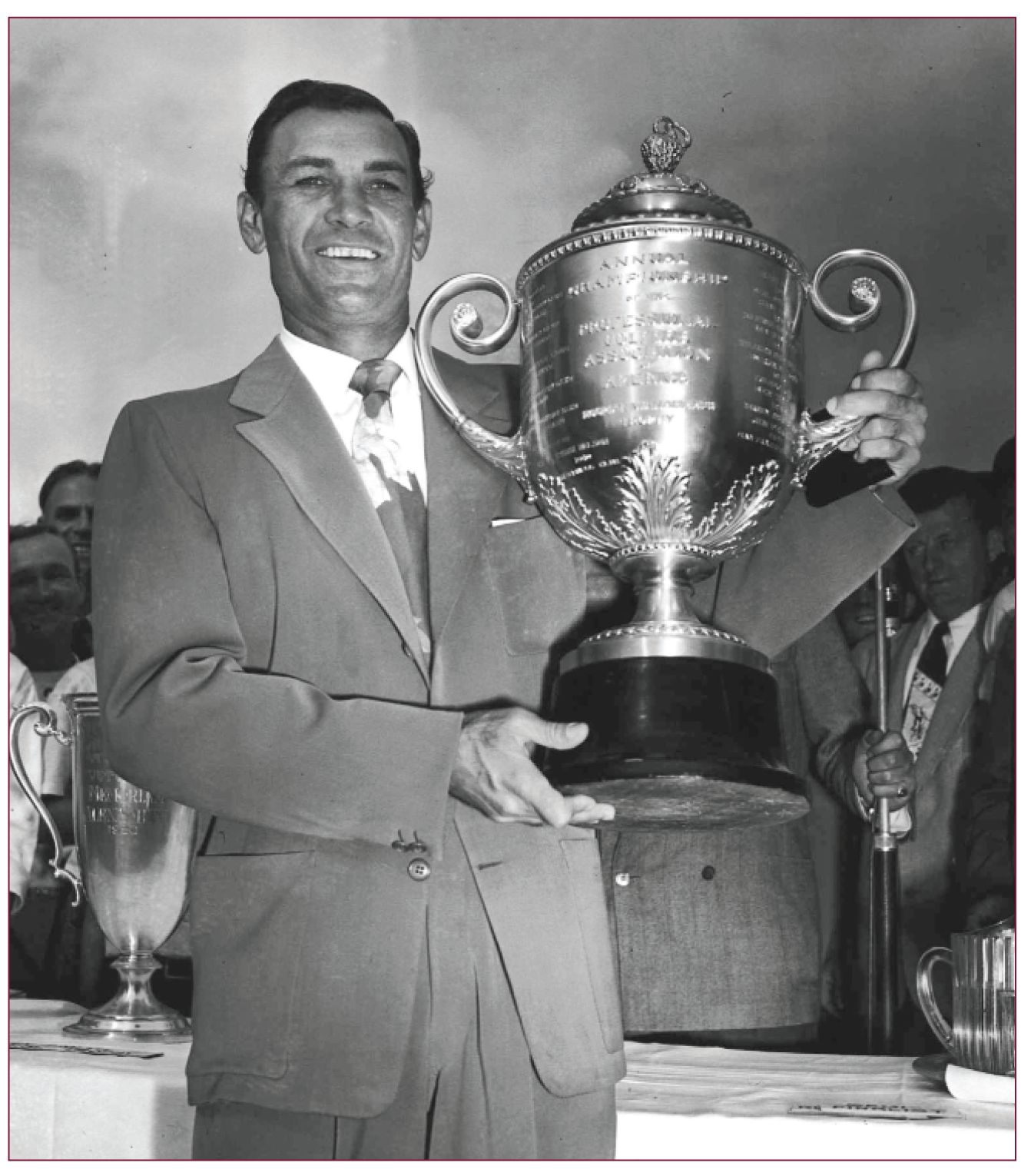 Ben Hogan holds the PGA Champions trophy won at Norwood Hills St Louis during - photo 3