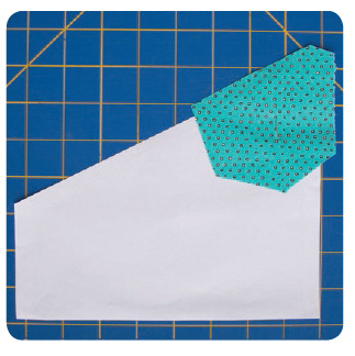 Bend the paper pattern and fabric along the seamline between Pieces 1 and 2 - photo 10