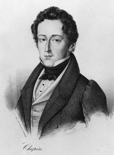 A portrait of Chopin in a rare lithograph Drawing by Ccilie Brandt after a - photo 1