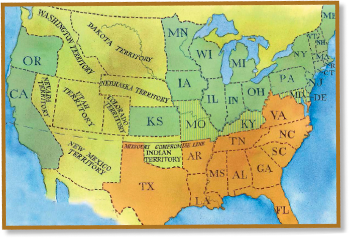 The country was divided into slave states orange and free states dark - photo 4