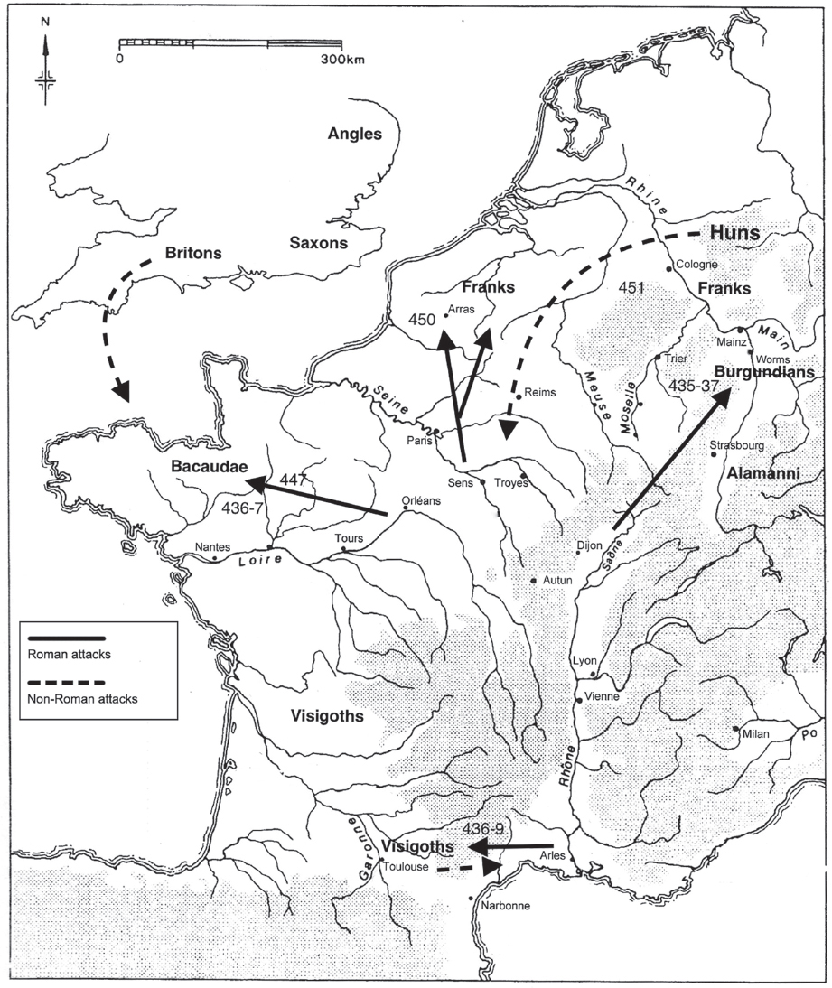 Map 5 Aetius campaigns in Gaul AD 430451 Map 6 The strategic situation - photo 7