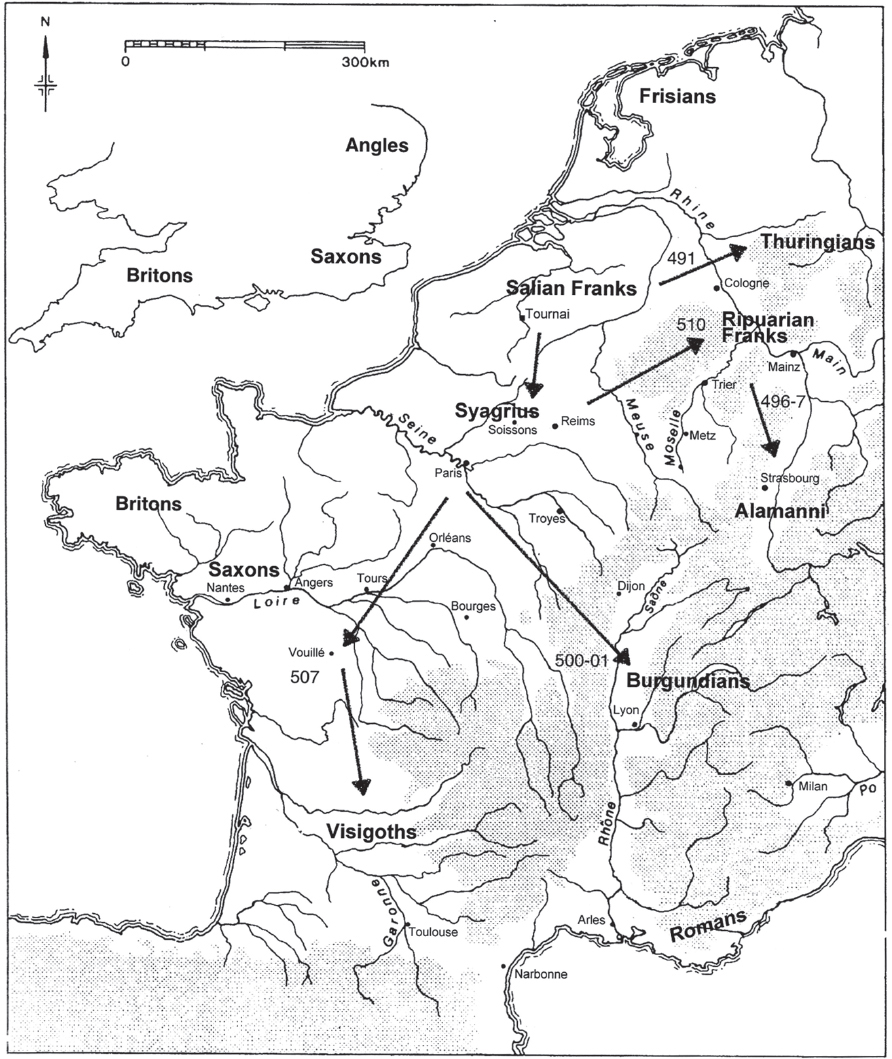 Map 7 Clovis campaigns Map 8 The kingdoms and peoples of Europe and North - photo 9