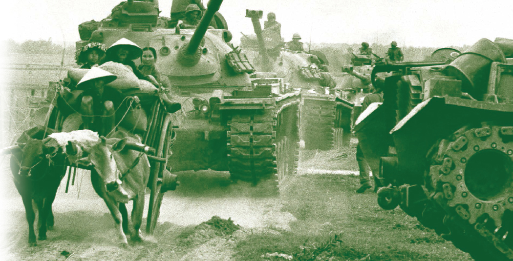 US tanks are held up behind a farmers ox cart The war was mainly fought in the - photo 3