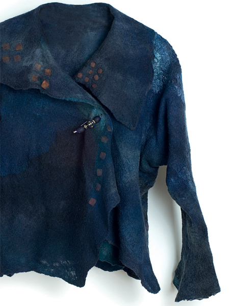 Very fine nuno-felt jacket showing many textures where different weights of - photo 6