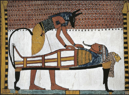 A mural depicts ancient Egyptian purification and burial practices as the body - photo 4